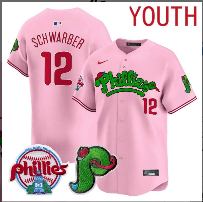 Youth  Philadelphia Phillies #12 Schwarber pink Limited 2024 MLB Nike jersey